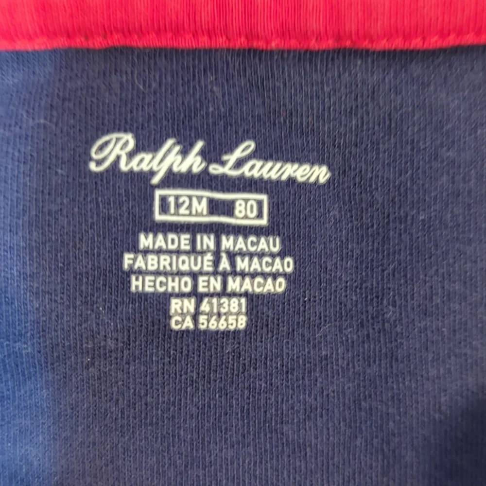 Ralph Lauren Outfit 12 M One Piece Blue with Logo Theme Snap Closure